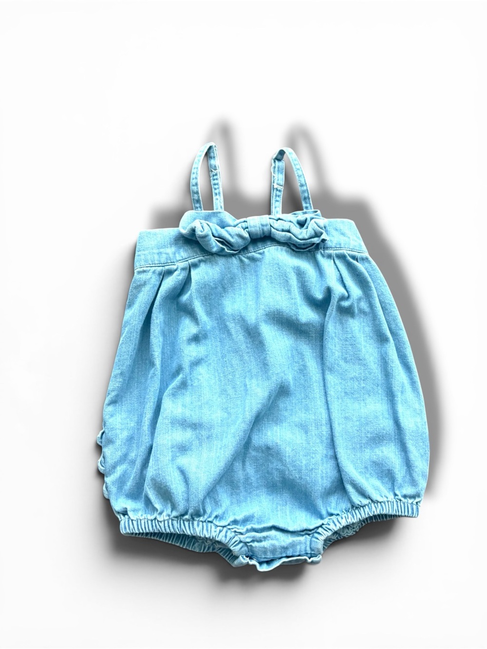 RuffleButts Chambray Bubble Romper Toddler Girl Size 2T Ruffle Back